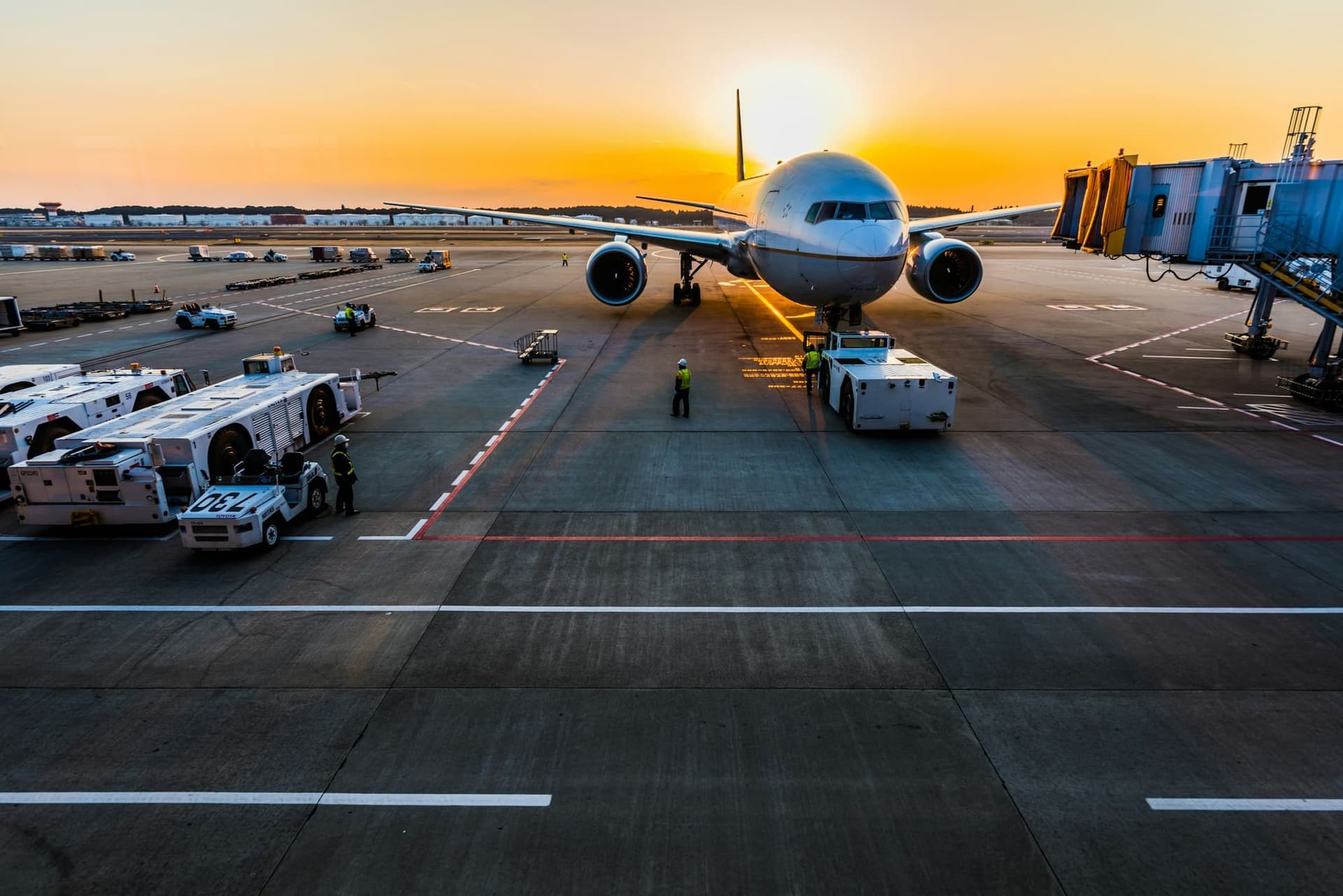 Aircraft parked on an airport apron